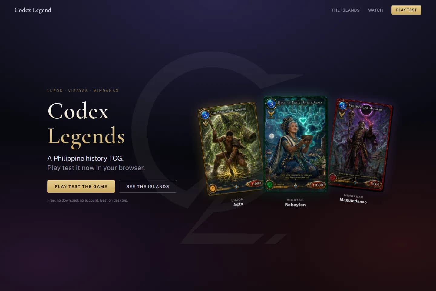 Codex Legends website preview